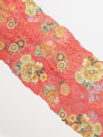 red sequined blossom oriental stretch bra lace