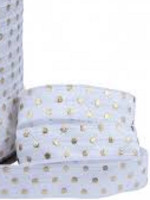 White and Gold Polka dot Fold Over Elastic