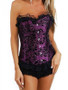 Purple Floral Velvet Corset