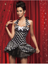 Black Polka dot Rockabilly style Corset