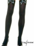 Nylon Thigh Highs with Skull Printed Bow - Halloween!