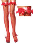 Red Industrial Net Christmas Thigh Highs with Tiny Bells and faux fur accents Dai Shi Lin 4082