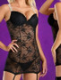 Black lace bustier style chemise with underwired cups