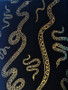 black and gold snake cotton fabric