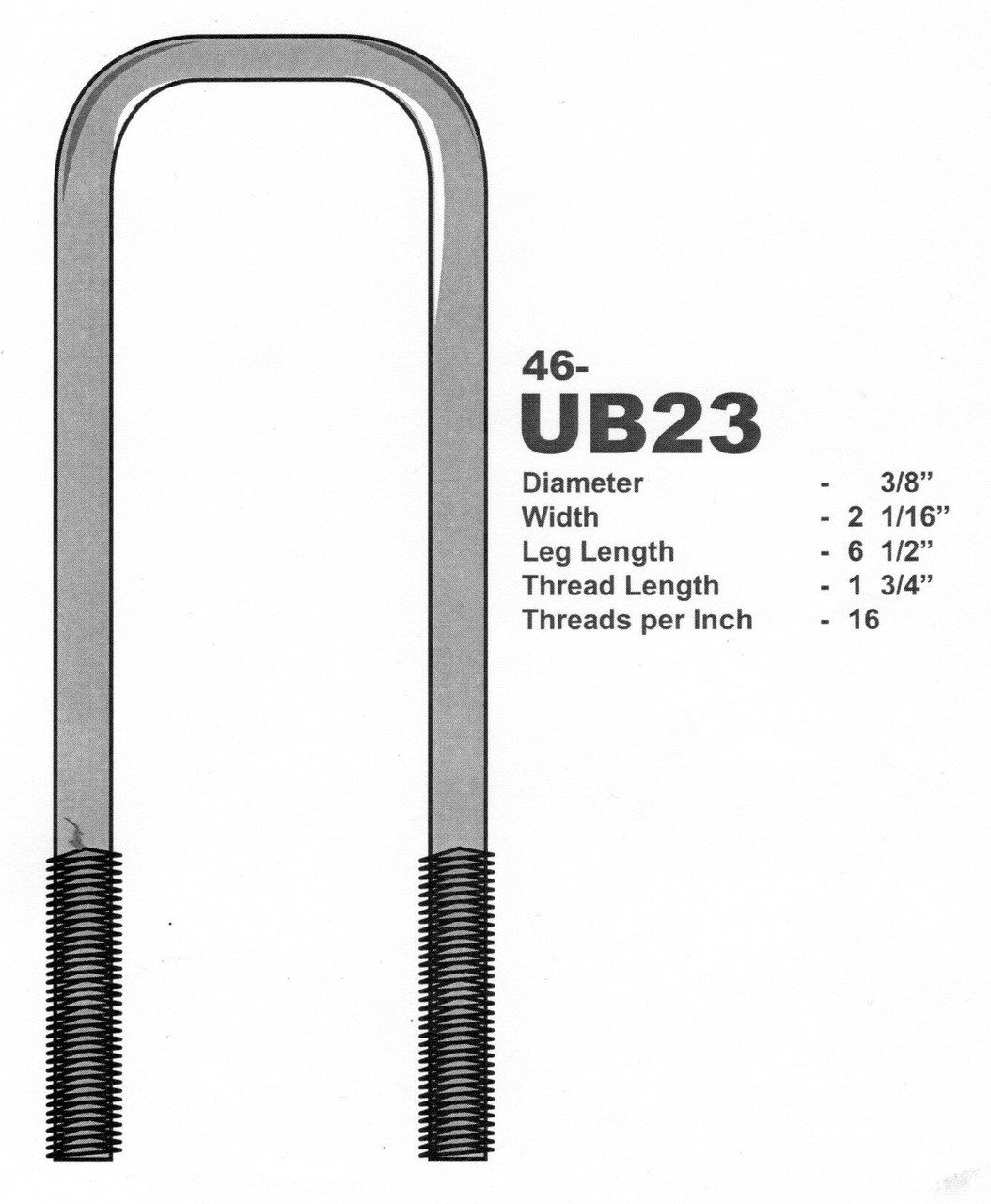 Galvanized 3/8" UBolt 21/6" X 61/2" Square Trailer Depot