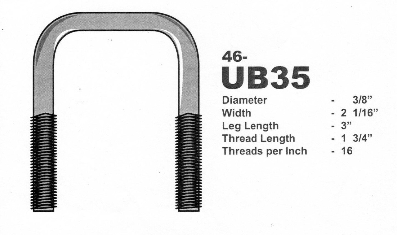 Galvanized 3/8" UBolt 21/16" X 3" Square Trailer Depot