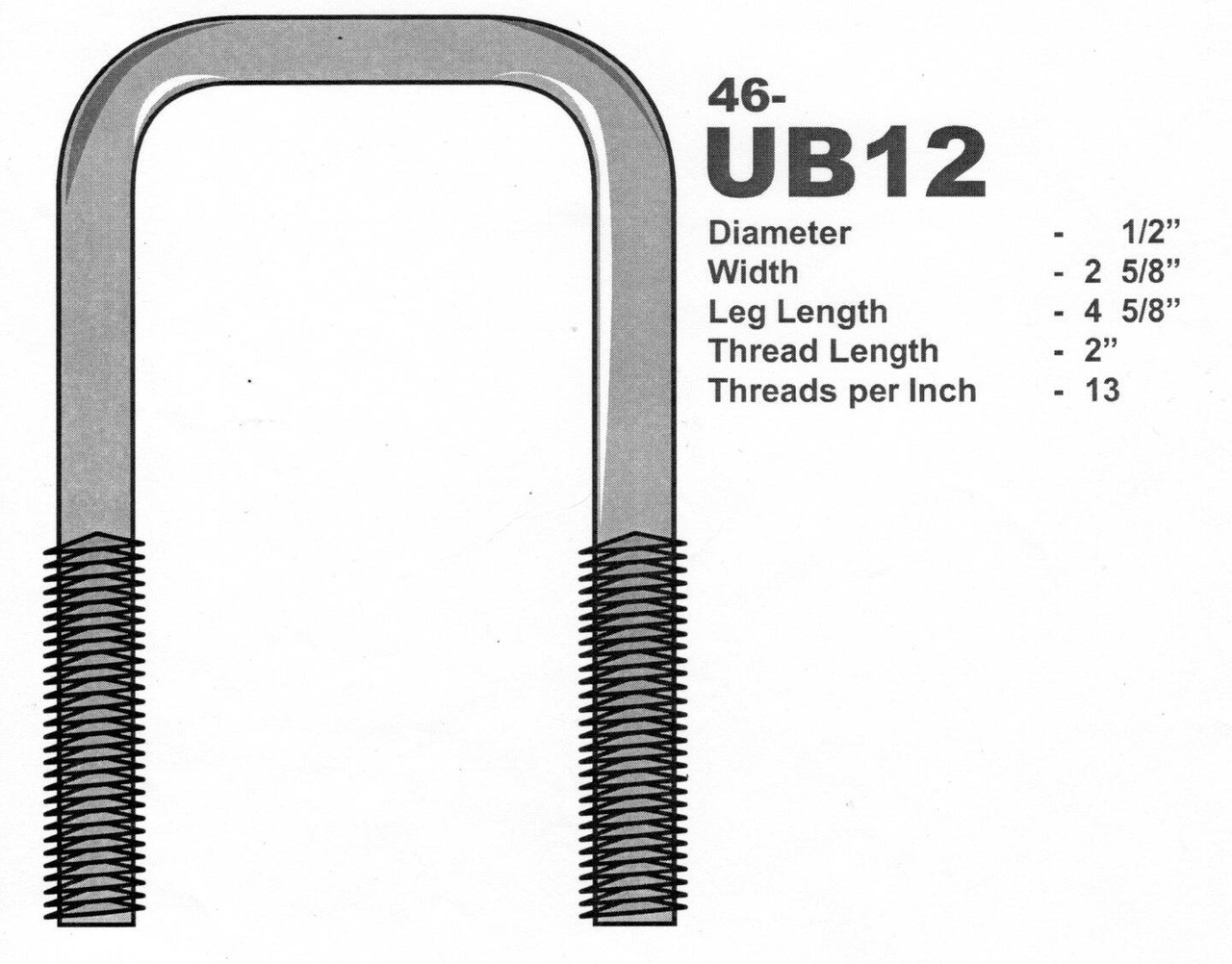 Galvanized 1/2" UBolt 25/8" X 45/8" Square Trailer Depot