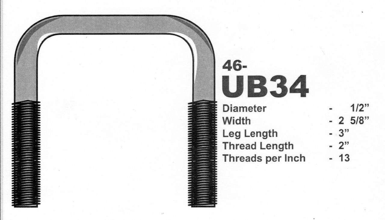 Galvanized 1/2" UBolt 25/8" X 3" Square Trailer Depot