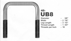 Galvanized 3/8" U-Bolt 2-7/8" X 3-1/2" Square Galvanized 3/8" U-Bolt 2-7/8" X 3-1/2" Square