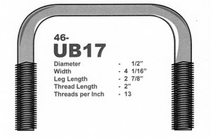 Galvanized 1/2" U-Bolt 4-1/16" X 1-7/8" Square Galvanized 1/2" U-Bolt 4-1/16" X 1-7/8" Square