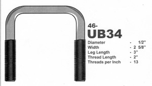 Galvanized 1/2" U-Bolt 2-5/8" X 3" Square Galvanized 1/2" U-Bolt 2-5/8" X 3" Square