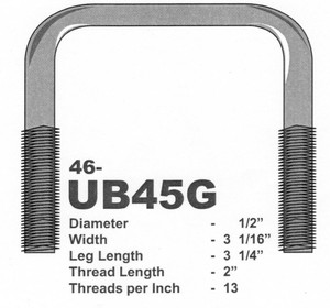 Galvanized 1/2"  U-Bolt 3-1/16" X 3-1/4" Square Galvanized 1/2"  U-Bolt 3-1/16" X 3-1/4" Square