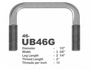 Galvanized 1/2" U-Bolt 3-3/8" X 2-1/4" Square Galvanized 1/2" U-Bolt 3-3/8" X 2-1/4" Square