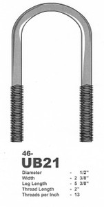 Galvanized 1/2" U-Bolt 2-3/8" X 5-3/8" Round Galvanized 1/2" U-Bolt 2-3/8" X 5-3/8" Round