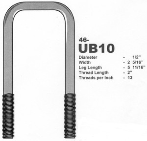 Stainless Steel 1/2" U-Bolt 2-5/16" X 5-11/16" Square Stainless Steel 1/2" U-Bolt 2-5/16" X 5-11/16" Square