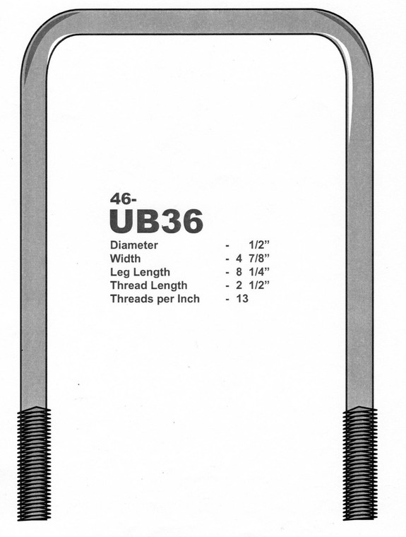 Galvanized 1/2" U-Bolt 4-7/8" X 8-1/4" Square