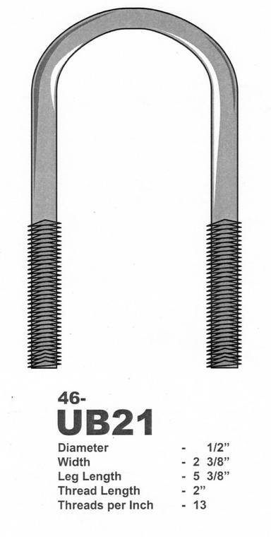 Galvanized 1/2" U-Bolt 2-3/8" X 5-3/8" Round