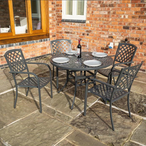 Vienna Aluminium 4 Seater Dining Set  Rowlinson