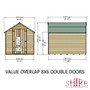 8 x 6 Shed Double Door Dip Shed Treated Overlap Value Range  Shire