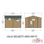 10 x 10 Premium Shed Security Apex Single Door  Shire