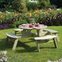 Round Picnic Table With Green Parasol  Rowlinson