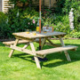 4ft Picnic Table With Green Parasol  Rowlinson