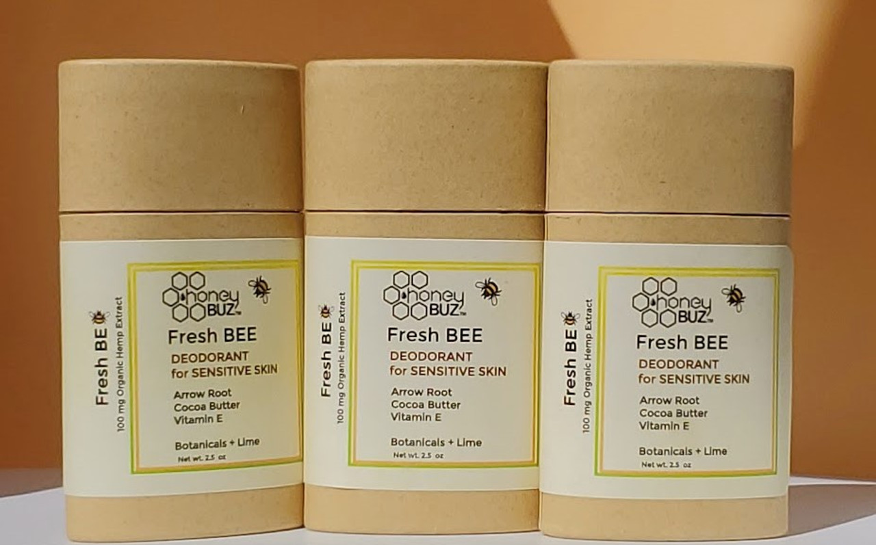 Discover the natural freshness of Honey Buz's Fresh BEE Deodorant, a gentle blend of organic ingredients like beeswax, hemp, and essential oils, tailored for sensitive skin and free from harmful additives. Embrace a daily routine that nurtures your skin and keeps you FRESH!!!