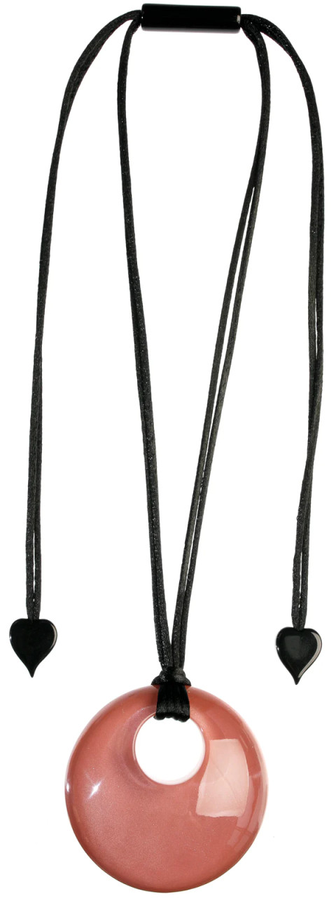 Zsiska handmade dusky pink resin round pendant necklace on