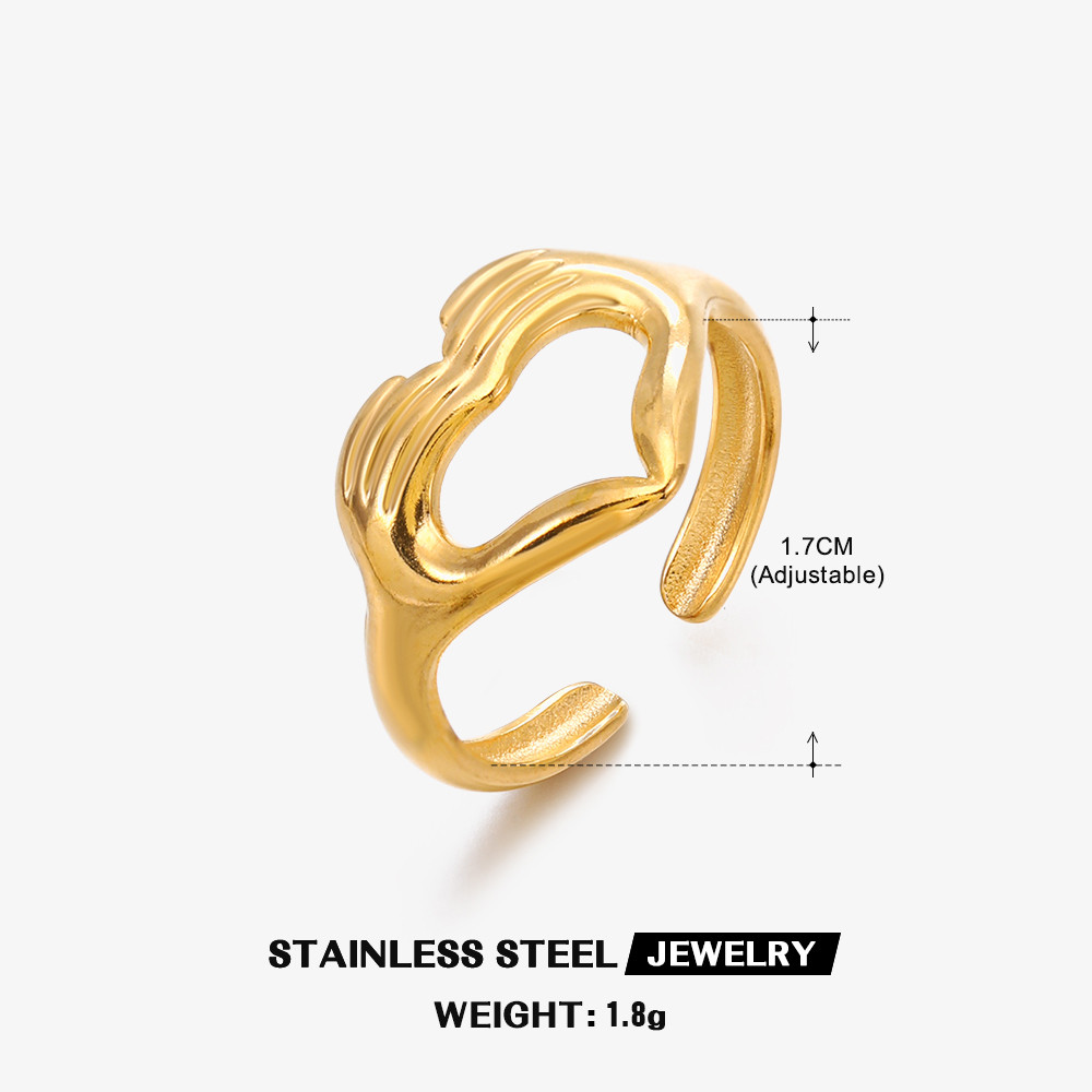 Adjustable Heart shaped gold colour ring - Adore Collection