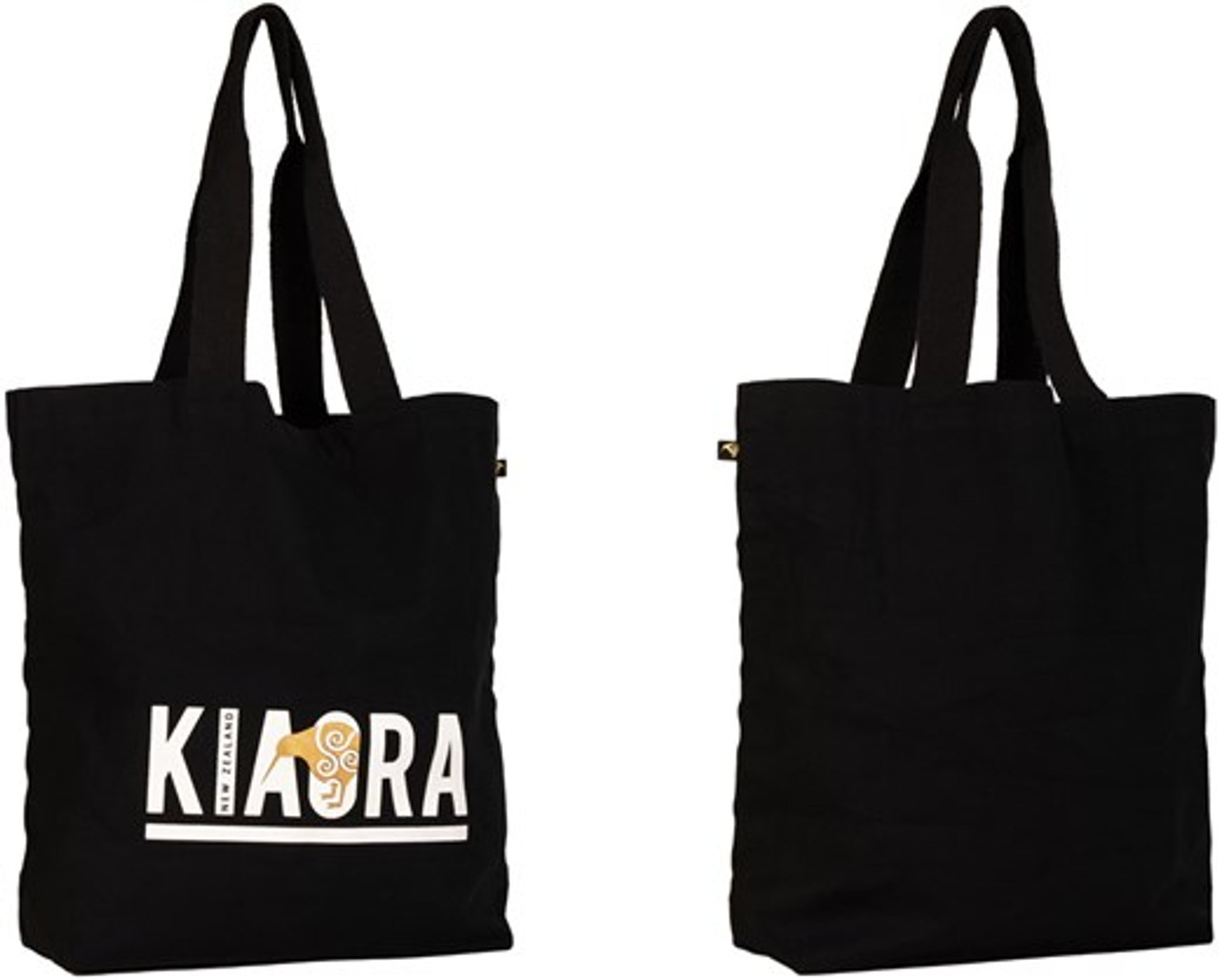 Black Canvas bag with NZ Kia Ora design Adore Collection