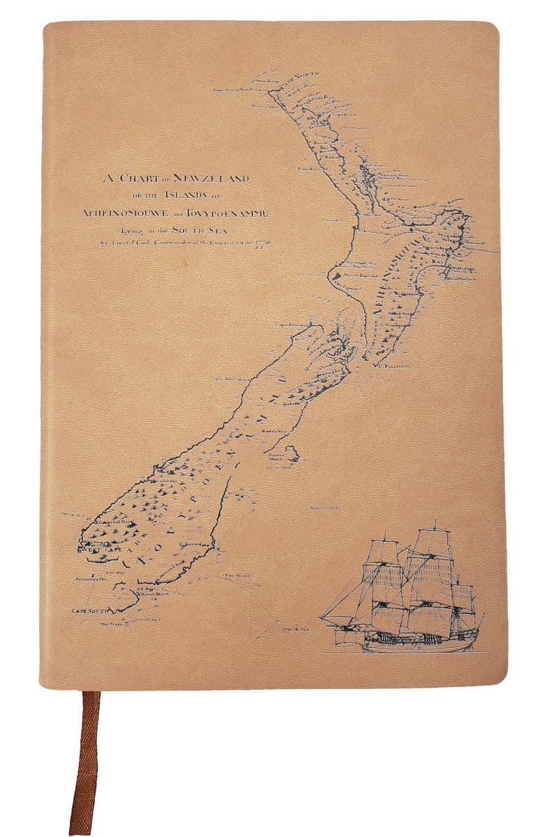 New Zealand map A5 note book with the Endeavour - Adore Collection