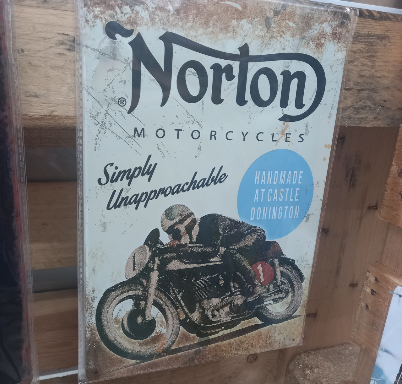 Retro Tin Sign- Norton Motorcycle Simply Unapproachable - Adore