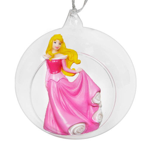 Disney Princess Christmas 3D Glass bauble with handpainted Sleeping Beauty figurine
