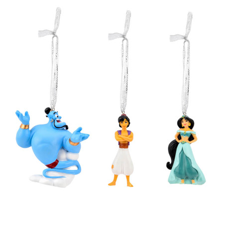 3 x Disney hand painted resin hanging decorations : Genie, Aladdin and Princess Jasmine from Disneys Aladdin