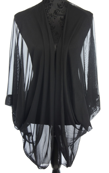 plain sheer shrug cape - black