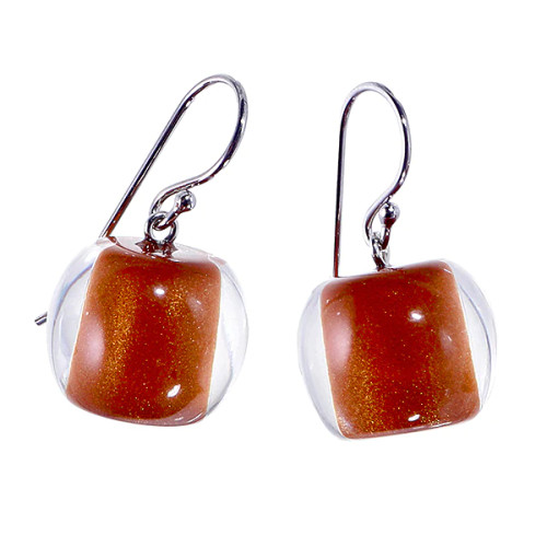 Colourful bead earring - deep orange