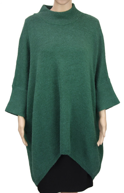curve hem sweater top - green coloured