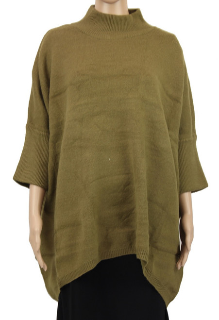 curve hem sweater top - olive green colour