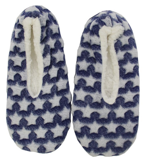 slippers - white stars on denim blue (3 sizes)