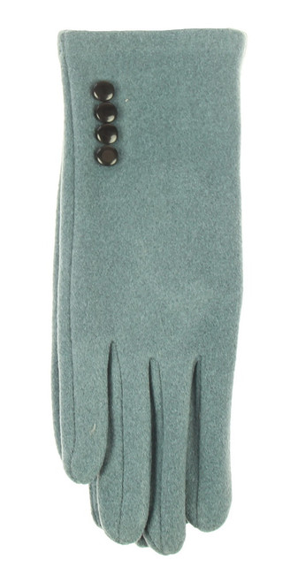 Teal coloured glove with 4 matching buttons