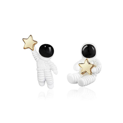 white astronaut with star as earrings on post