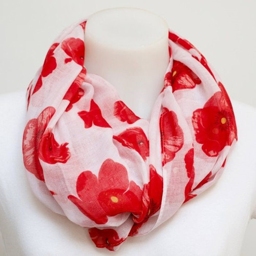 Poppy on white scarf