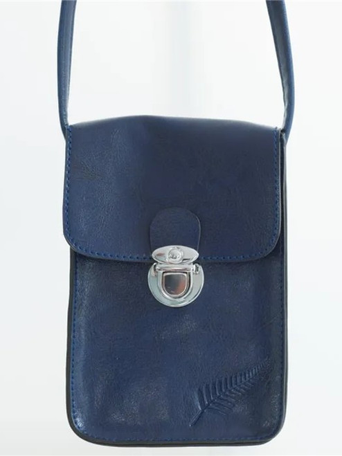 Fern Embossed Upright Phone Handy-Bag -NAVY