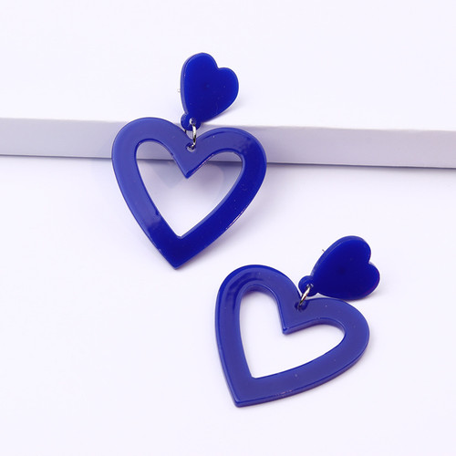 Blue Acrylic Heart Drop Earring