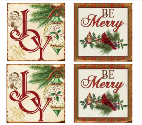 Coasters - Joy & Be Merry 2 ass S/4