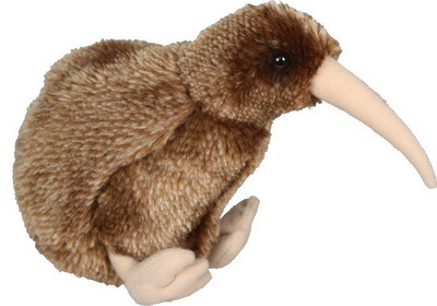 New Zealand brown kiwi bird soft toy with sound, approximately 18cm