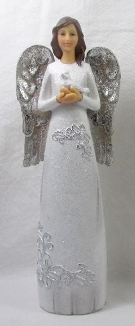 Angel holding a dove figurine approx 25cm tall
