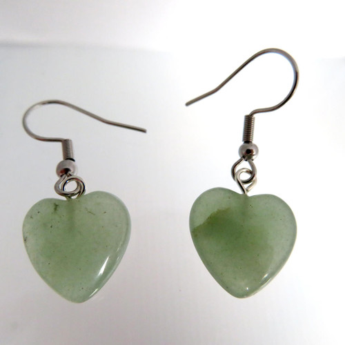 Aventurine (green quartz) heart shaped earrings