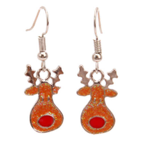 Head of Rudolph the red nose reindeer as earrings on hooks
