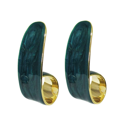 Drop curve earring on posts - sea green teal
